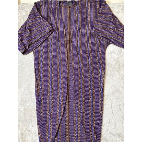 BCBG MAXAZRIA duster Cardigan Kimono Style Purple Brown Oversized Women’s XS - Picture 5 of 11